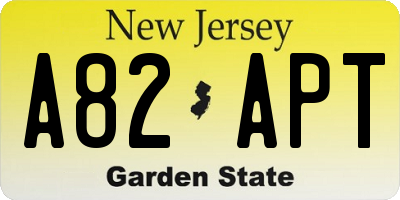 NJ license plate A82APT