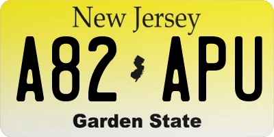 NJ license plate A82APU