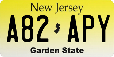 NJ license plate A82APY