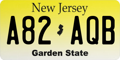 NJ license plate A82AQB
