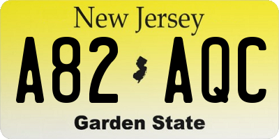 NJ license plate A82AQC