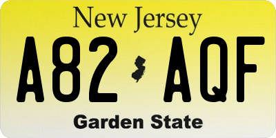 NJ license plate A82AQF