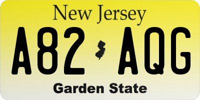 NJ license plate A82AQG