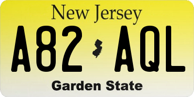 NJ license plate A82AQL