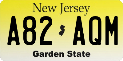 NJ license plate A82AQM