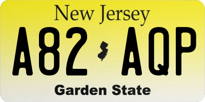 NJ license plate A82AQP