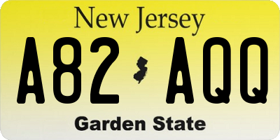 NJ license plate A82AQQ