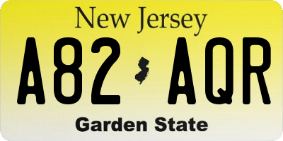 NJ license plate A82AQR