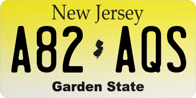 NJ license plate A82AQS