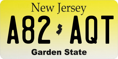 NJ license plate A82AQT