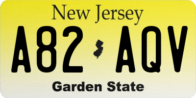 NJ license plate A82AQV