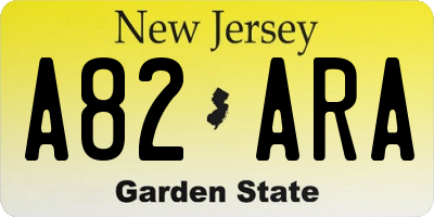 NJ license plate A82ARA