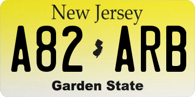 NJ license plate A82ARB
