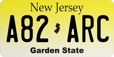 NJ license plate A82ARC