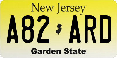 NJ license plate A82ARD