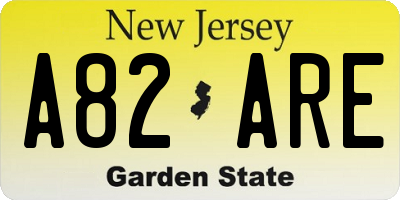 NJ license plate A82ARE