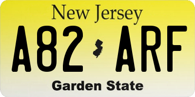 NJ license plate A82ARF