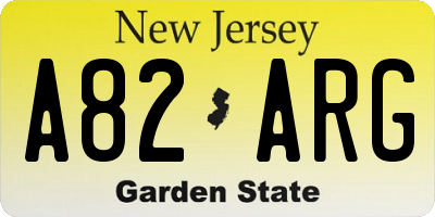 NJ license plate A82ARG