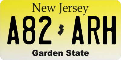 NJ license plate A82ARH