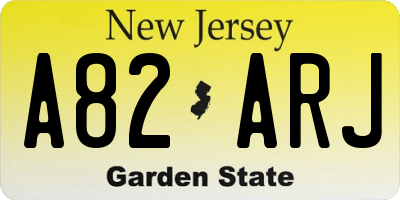 NJ license plate A82ARJ