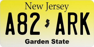 NJ license plate A82ARK