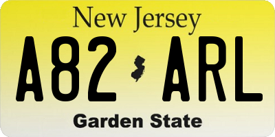 NJ license plate A82ARL