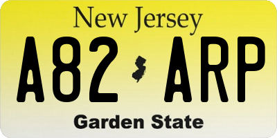 NJ license plate A82ARP