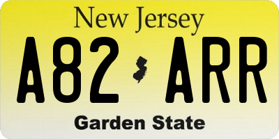 NJ license plate A82ARR