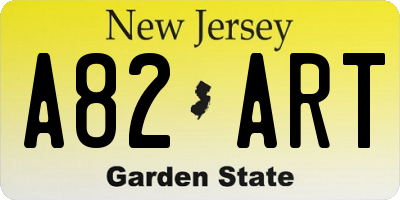 NJ license plate A82ART
