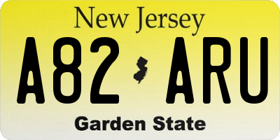 NJ license plate A82ARU
