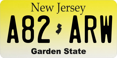 NJ license plate A82ARW