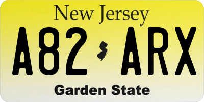 NJ license plate A82ARX