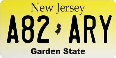 NJ license plate A82ARY