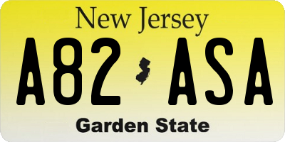 NJ license plate A82ASA