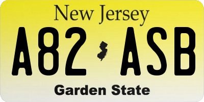 NJ license plate A82ASB