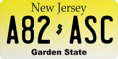 NJ license plate A82ASC