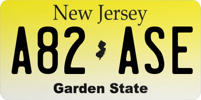 NJ license plate A82ASE