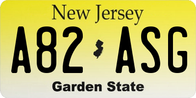 NJ license plate A82ASG