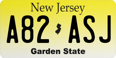 NJ license plate A82ASJ