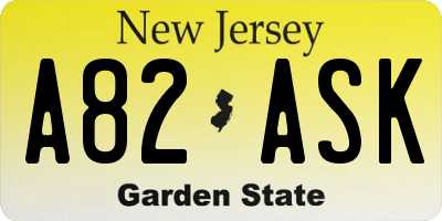 NJ license plate A82ASK