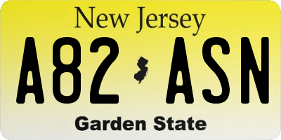 NJ license plate A82ASN