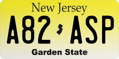 NJ license plate A82ASP