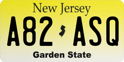NJ license plate A82ASQ