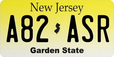 NJ license plate A82ASR