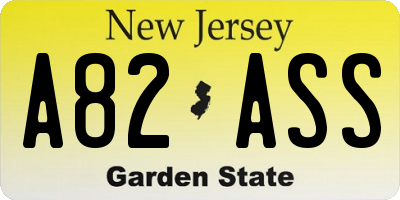 NJ license plate A82ASS