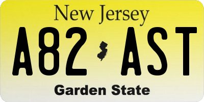 NJ license plate A82AST