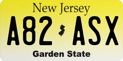 NJ license plate A82ASX