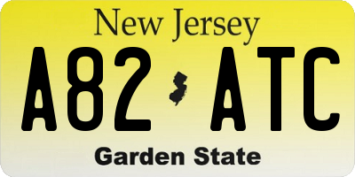 NJ license plate A82ATC