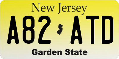 NJ license plate A82ATD