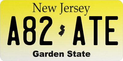 NJ license plate A82ATE